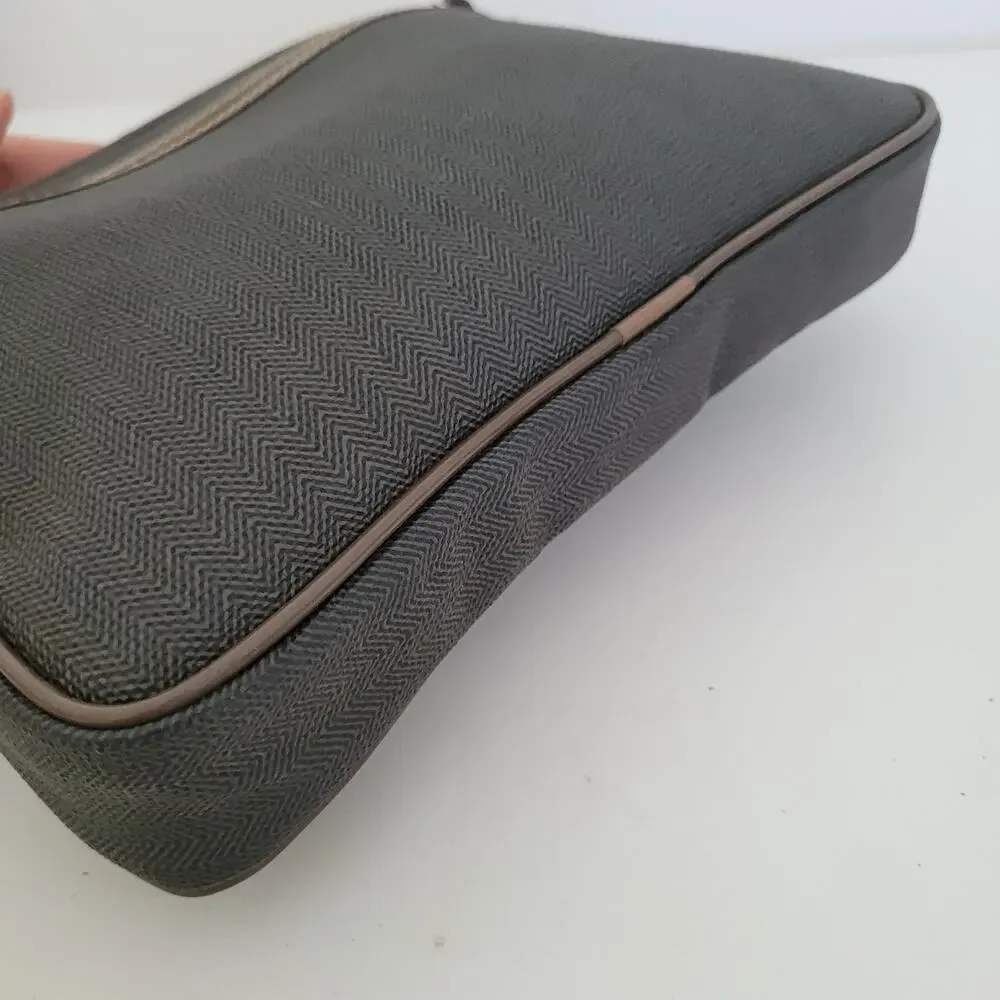 Dunhill Wristlet Pouch‎ Unisex Bag Zip Around Brown Logo Designer Coated Canvas
